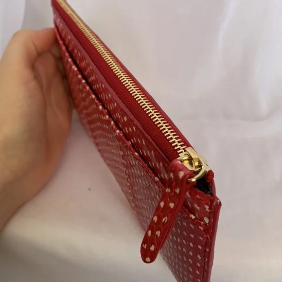 Brand New Jimmy Choo Aarna Pouch Red/White Spotted Snake Print - Picture 3 of 6